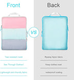 PFEYRPK Lightweight Compression Packing Cubes for Suitcases, Compressible Expandable Travel Packing Organizer with Clear Toiletries and Backpack Bag, Travel Essentials for Carry on Luggage 7 Set