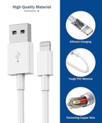 iPhone Charger,Long 6FT iPhone Charger 2Pack i Phone Cord 6feet USB to Lightning Cable Quick Fast Charging Data Sync Cord USB Wall Charge Block Adapter for I Phone14/13/12/11/XS/XR/X/8/7/5/SE2022/iPad