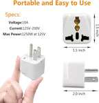 Universal Adapter, Europe to US Plug Travel Adapters, Universal Travel Adapter for USA,Portable and Easy to Use,White,6 Pack