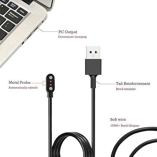 2 Pack Smart Watch Magnetic Charging Cable for IDW28, IDW25, IDW19, TGW01, GTX20, DR03, DR06, DR05 and More Smartwatches - Fast Charging, High Compatibility