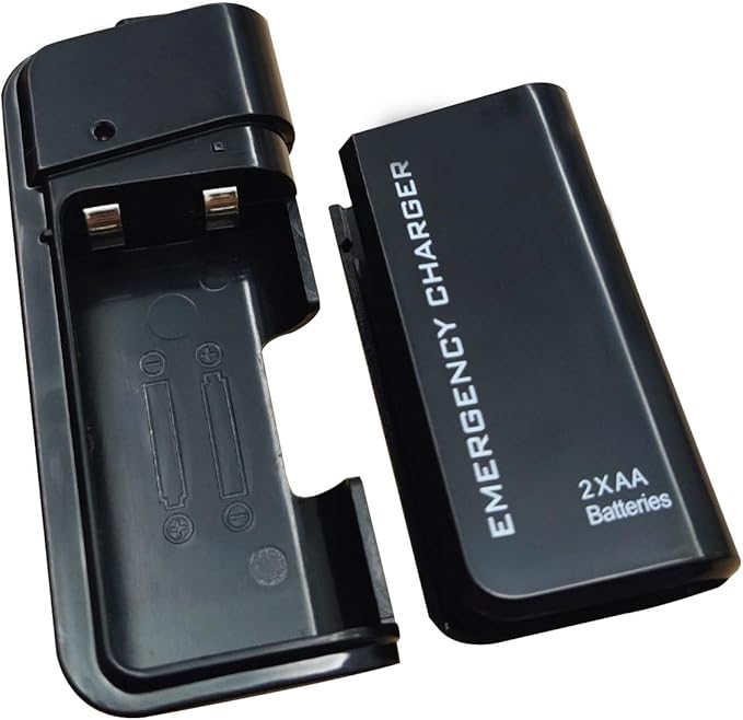 Battery Operated Phone Charger Emergency|USB Battery Powered Small Power Bank Portable 2 AA Batteries Powered Outlet. (Black)