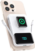 Magnetic Portable Charger for iPhone with Built-in Cable,10800mAh Wireless Power Bank for Magsafe Travel Essential,6-in-1 25W PD Fast Charging USB C Battery Pack for iPhone 17/16/15/14/13, Apple Watch