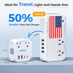 Upgraded 2000W Voltage Converter US to Europe for Hair Dryer - 220V to 110V Converter for European Travel, Power Converter Adapter Combo with 2 PD/QC & UK/AU/US/IT/European Travel Plug Adapters