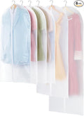 Carbrea Translucent Garment Bags for Hanging Clothes - Frosted Clothes Storage Bags for Suits, Dresses, Closet Storage - 6 Pack