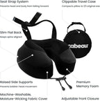 Cabeau Evolution S3 Airplane Travel Pillow for Long Flights - Supportive Memory Foam Body Positioner with Seat Straps to Secure Your Head and Neck and Provides 360 Support (Jet Black)