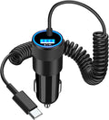 【Apple MFi Certified】iPhone 17 Car Charger Fast Charging, Caiinei 4.8A USB Power Cigarette Lighter USB C Car Charger + 6FT Type C Coiled Cord for iPhone 17/17 Air/17 Pro Max/16/15/Galaxy S25/S24/Pixel