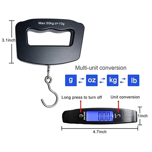 Digital Hanging Luggage Scale,Portable Handheld Baggage Suitcase Electronic Scale for Travel Household Fishing and Gift 110lb Black