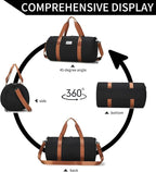 Gym Bags for Men with Side Pocket, 38L Sports Gym Duffle Bag with Wet Pocket&Shoe Compartment, Large Waterproof Sport Duffel Bags for Travel, Sports, Fitness&Workout(Black/Brown)