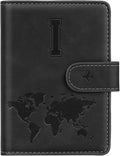 Passport Holder Wallet Cover Personalized Letter A-Z Travel Wallet RFID Blocking Passport Cover Wallet Case for Travel Passport Book Holders for Women and Men, Black-I