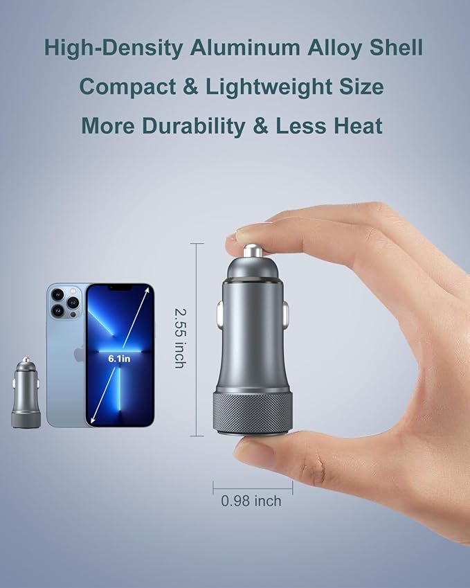 USB C Car Charger 36W, OKRAY 3-Pack Fast Charging PD3.0+QC3.0 Dual USB Car Phone Charger 12v Type C Cigarette Lighter Adapter for iPhone 17 16 15 14 13 Pro, Samsung Galaxy S25 S24 A16, Pixel 9 (Grey)