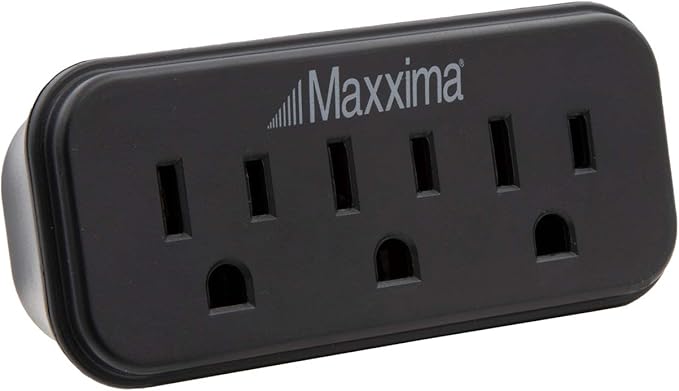 Maxxima 3 Grounded Multi Outlet Adapter Wall Plug - Outlet Extender Wall Tap, Turns 1 Outlet into 3, Indoor 3 Way Plug Splitter - Black - 4 Pack