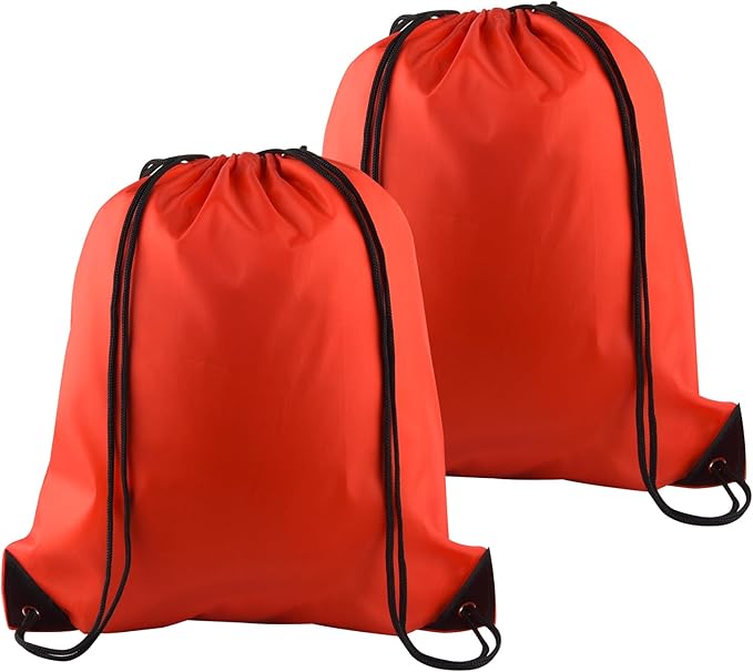 PLULON 2Pcs Drawstring Bags Bulk Red Drawstring Backpack String Backpack Cinch Sack Sport Gym Backpack Bags for Yoga Traveling Outdoor Sports
