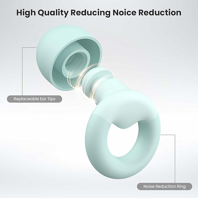 JUSTRVN Ear Plugs for Sleeping, 2 Pairs of Reusable Earplugs for Noise Reduction 25dB-30dB with 8 Ear Tips, Soft Hearing Protection Ear Plugs for Concert,Noise Sensitivity, Study & Work