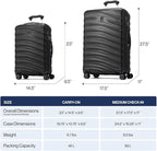 Travelpro Maxlite Air V2 Hardside Expandable Luggage, 8 Spinner Wheels, Lightweight Hard Shell, TSA lock, Shadow Grey, 2-Piece Set (20/25)