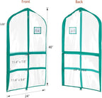 Univivi Clear Blue-green PVC Dance Costume Bags Garment Bag 40 Inch for Dance Competitions, with 4 Medium Clear Zipper Pockets and 1 Large Back Zippered Pocket (1 Pack)