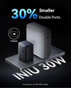 INIU Pocket Size 5000mAh 20W PD Fast Charging Power Bank & 2-Pack 30W PD Fast Charging, [USB-C + USB-A] Wall Charger Combo