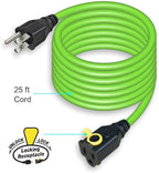 OSKOS 6-Grounded-Outlet Power Hub with Swivel Safety Cover (ETL Listed), Outdoor Use, Resettable 15A Circuit Breaker, 25FT Extension Cord with Locking Outlet (UL Certified). Combo Pack.