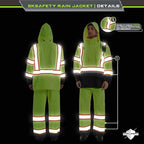 SKSAFETY Hi Vis Safety Rain Jacket for Men, Construction Work Rain Gear Heavy Duty Class 3 Rain Coat Waterproof Lightweight