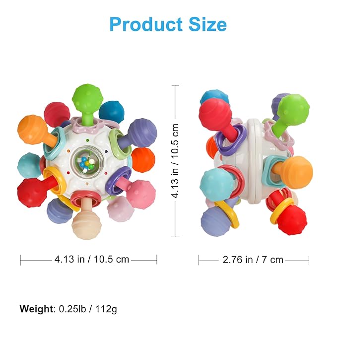 Baby Montessori Sensory Toys for 0-6 6-12 Months, Baby Teether Teething Toys for Babies 0 3 6 9 12 18 Months, Newborn Infant Learning Developmental Toys Gifts for 1 2 Year Old Boys Girls