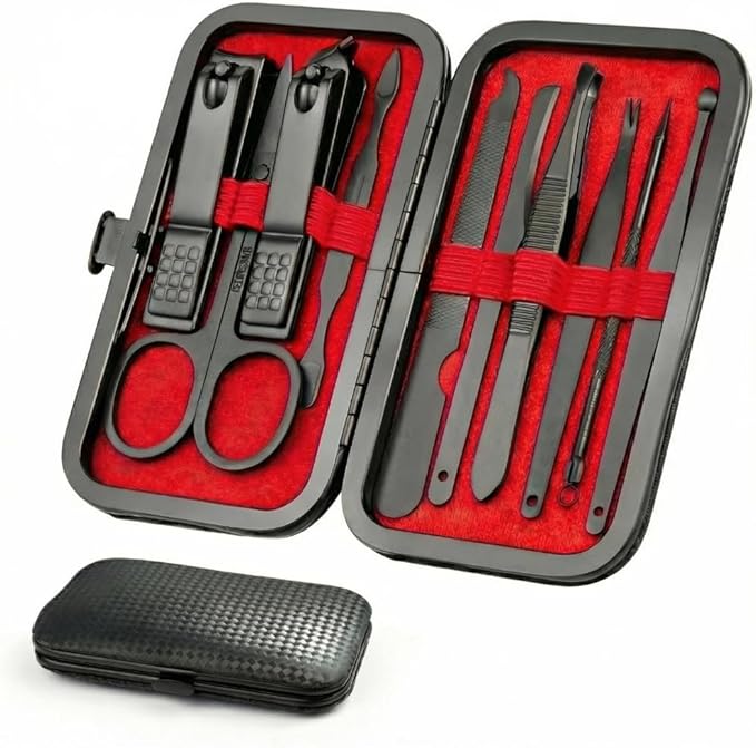 OKOM Professional Nail Clippers Set - 10 PCS Stainless Steel Nail Kit with Travel Case, Tweezers Manicure Set Gift for Men Women, Fathers Day Gift