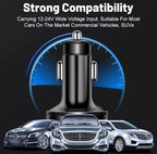 USB C Car Charger Adapter with Voltmeter Compatible with iPhone 16 15 14 13 12 11, Android, Samsung, 120W 6 in 1 Multi-Port Super Fast Charging Cigarette Lighter USB Charger