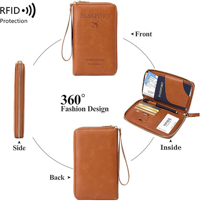 Multi-Function RFID Travel Passport Wallet with Phone Pocket - Ultimate Passport Holder for Women & Men | Holds Phones, Passports, Cash, Cards & Boarding Passes (Blue)
