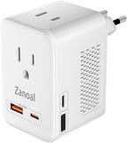 6 in 1 European Travel Plug Adapter,220v to 110v Voltage Converter,US to Europe Travel Adapter,20W PD USB-C Power Adapter, 2 USB A+ 2 Type C,Max 1400w for Hairdryer/traightener/Curling Iron