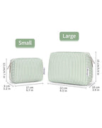 Narwey Striped Makeup Bag Travel Cosmetic Bag Organizer Toiletry Bag Make Up Bags with Compartments for Women Girls (Large, Mint Green Stripe)