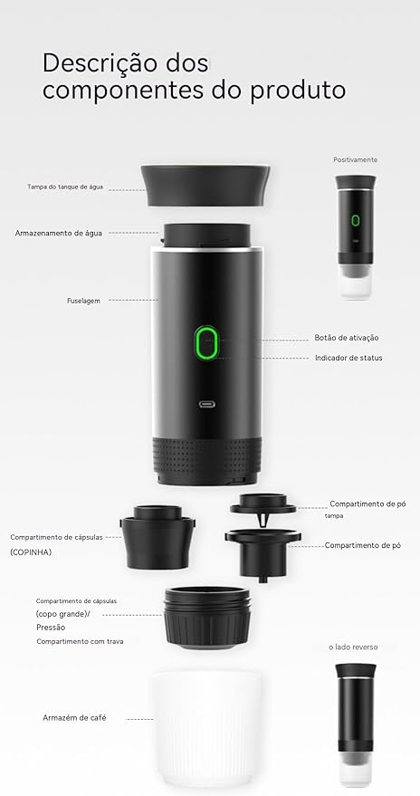 Wireless Portable Electric Coffee Maker with USB-C, Self-Heating, Rechargeable Espresso Coffee Machine for Travel, Camping, RV,Home,Office (green)