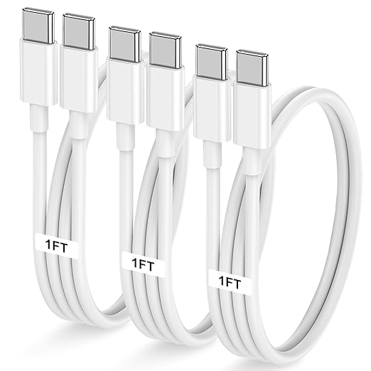 LOFPYE 3-Pack 1FT 60W USB C to USB C Cable, Type C Fast Charging Cable for iPhone Air 17 16e 16 15 Pro Plus Pro Max，for Galaxy S25/S24, for iPad Pro/Air/mini, for MacBook Pro/Air and More