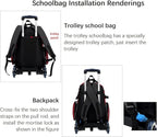 Folding Backpack Trolley Cart on Wheels, Lightweight Aluminium Alloy Hand Truck for Easy Transport of School Bags, Compact Design