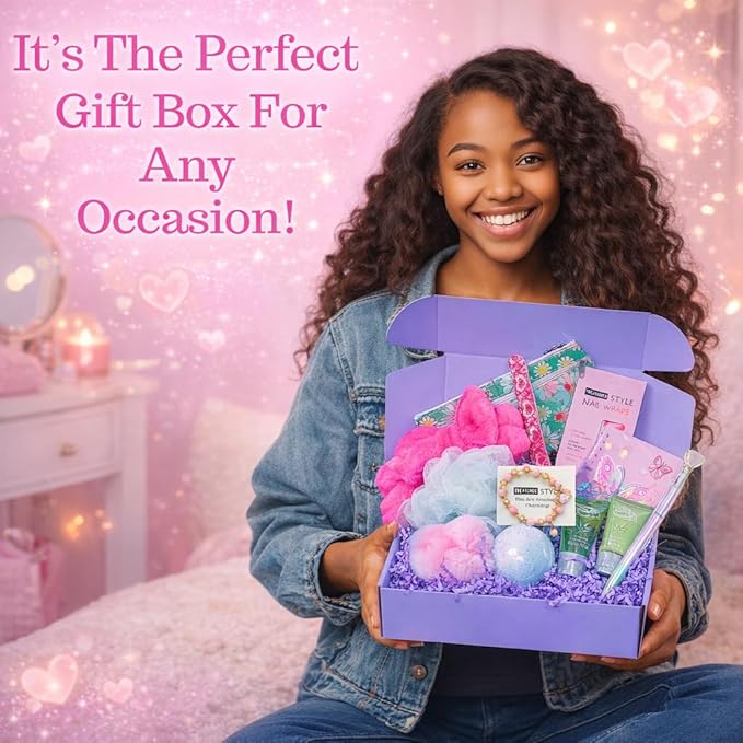 Teen Girl Graduation Gift Set, Tween Beauty Care Package Basket, Preteen Self Care Box for Daughter, Niece, Granddaughter, Birthday Get Well Gift Bundle