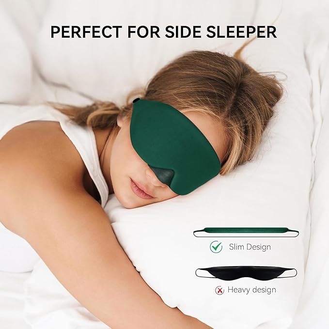 Mavogel Cotton Sleep Eye Mask - Breathable Light Blocking Sleep Mask, Soft Comfortable Night Eye Mask for Men Women, Eye Cover for Travel/Sleeping/Shift Work, Includes Travel Pouch (Green)