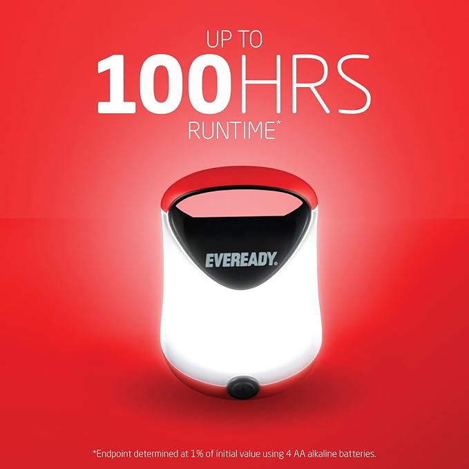 Eveready LED Camping Lantern X-250,Super Bright Tent Lights,Rugged Water Resistant LED Lanterns,100 Hour Run-time (Batteries Included),Red and Black,(Pack of 8)