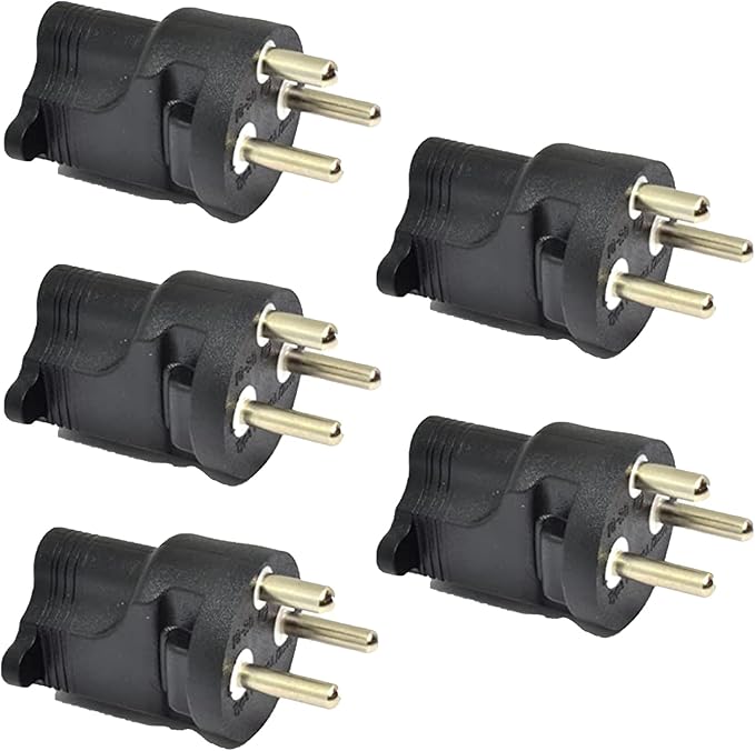 Ceptics Denmark Travel Power Plug Adapter Accepts USA NEMA 5-15R - ETL Certified - Industrial Grade (IG-20-5PK)