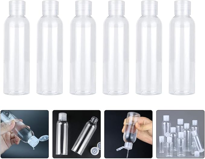 ORFOFE 6pcs 120ml Flip-top Refillable Travel Bottles, Empty Shampoo and Toiletries Containers for Bathroom and Cosmetic Use