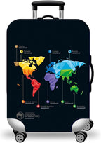 WUJIAONIAO Travel Luggage Cover Baggage Suitcase Cover Protector Skins 18-32 Inch (map, L (for 25-28 inch luggage))