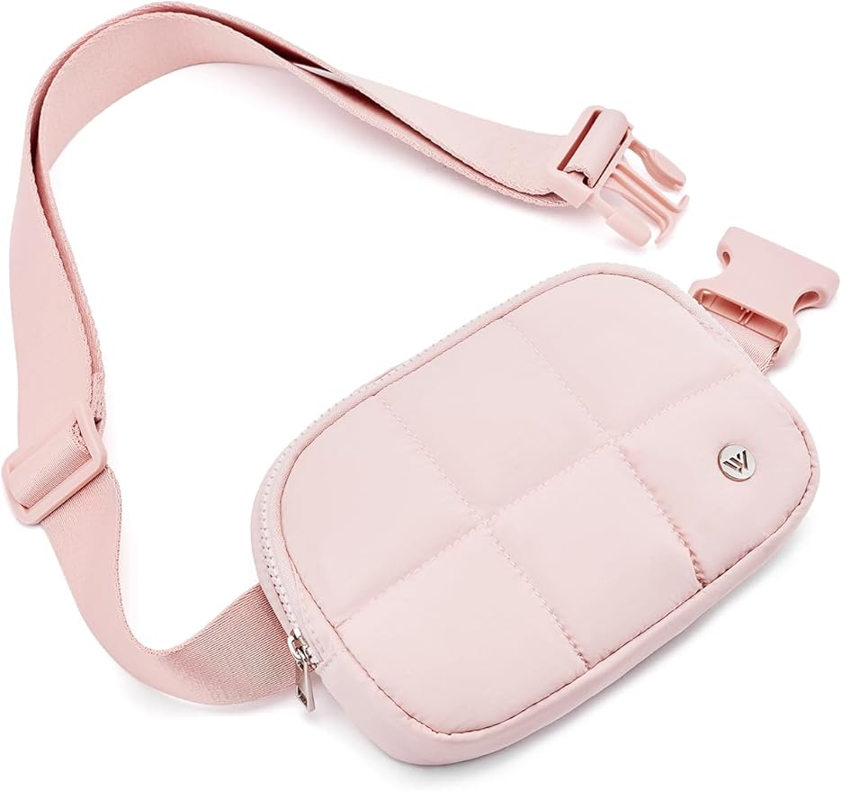 WESTBRONCO Puffer Fanny Packs for Women Quilted Nylon Waterproof Belt Bag with 2 Zipper, Puffy Crossbody Bag with Adjustable Strap, 1L Waist Bag for Travel Daily