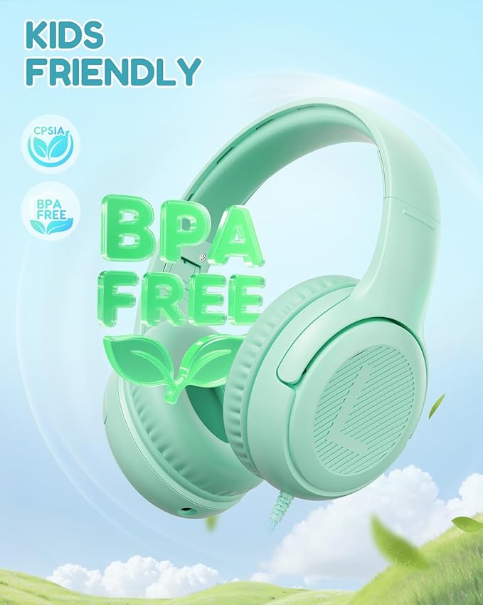 awatrue USB-C Kids Headphones with Mic - 85/94dB Volume Limiter, Foldable Wired Toddler Headphones for Boys & Girls, Over-Ear Type-C Kid Headphones for School, Travel, lPad, Tablet & Smartphones