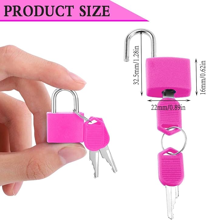 2 Pcs Small Locks with Keys,Multicolor Mini Key Locks, Plastic-Covered Copper Keyed Padlock for Luggage, Backpack, Gym Locker, Suitcase, Boxes