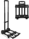 Folding Hand Truck, Foldable Luggage Cart Folding Trolley Dolly with Two Wheels Backpack Trolley with Extendable Chassis Telescopic Rod Utility Cart for Travel Moving Travel Bag, Luggage (Black)