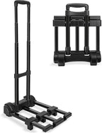 Folding Hand Truck, Foldable Luggage Cart Folding Trolley Dolly with Two Wheels Backpack Trolley with Extendable Chassis Telescopic Rod Utility Cart for Travel Moving Travel Bag, Luggage (Black)