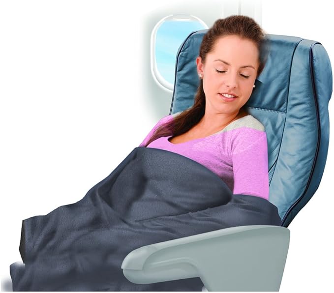 Cloudz Cozy Fleece Airplane Travel Blanket for Your Flight, Car, Camping, Home or Comforting Warmth Anywhere! - Black