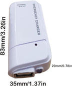 Battery Operated Phone Charger Emergency|USB Battery Powered Small Power Bank Portable 2 AA Batteries Powered Outlet. (White)