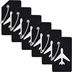 6 Pack Silicone Luggage Tag for Suitcases with Stainless Loop, Privacy Protection Travel Bag Tags Perfect to Quickly Spot Baggage Handbag (Black)