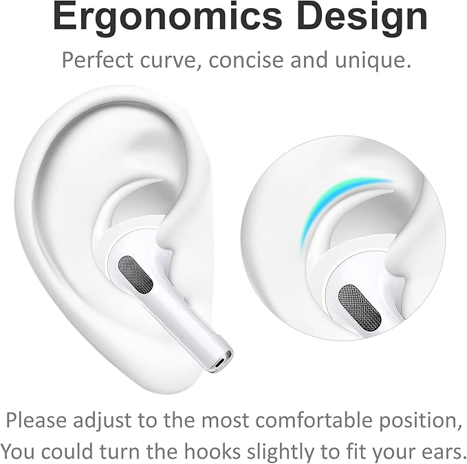A-Focus Anti-Slip Set for AirPods 4 Silicone Adjustable Ear Hook Ergonomic Design Wings Wingtip Ear Hooks Tips Strap Sport Earbuds Accessories Eartip Compatible with AirPods 4th Black