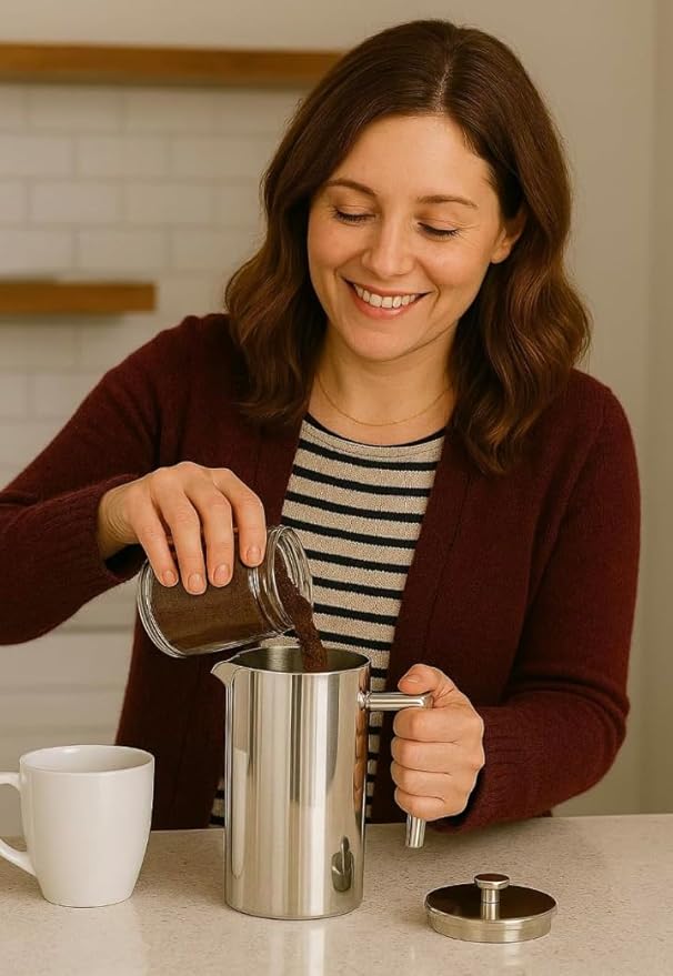 VIA CREMA French Press Coffee Maker, Stainless Steel, 800ml/27oz