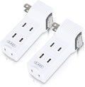 SYCON 4 Outlet Wall Adapter with A Power Switch and Night Light, 2-Prong Extender Adapter Plug with 4 Electrical Outlets for Travel Home Hotel Office-White, 2 Pack