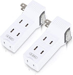 SYCON 4 Outlet Wall Adapter with A Power Switch and Night Light, 2-Prong Extender Adapter Plug with 4 Electrical Outlets for Travel Home Hotel Office-White, 2 Pack