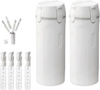 HISKI 4 in 1 Travel Bottles for Toiletries,Portable Travel Toiletries Bottle Set, Portable Containers for Shampoo Lotion Conditioner Cream Transparent with Scale and Label (White-2PC)
